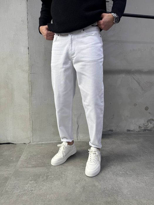 Білі чоловічі джинси мом, мужские джинсы мом, Ідеально на весну/літо