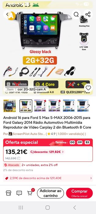 Rádio Android ford  S max novo