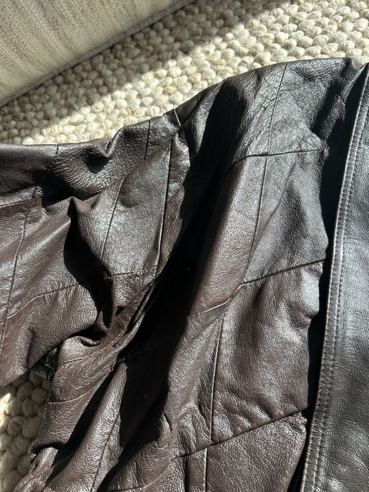 Brązowa patchorkowa skórzana kurtka Vinnci