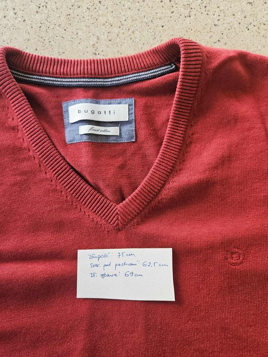 Sweter męski Bugatti xxl fiesta cotton czerwony elegancki