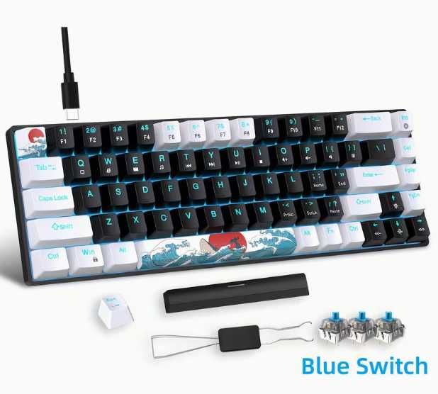 Механічна клавіатура HYSJ 60 % 68 keys blue світчі