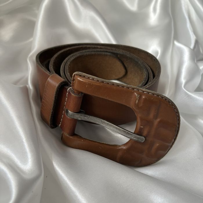 Pasek skórzany miss sixty y2k karmelowy brązowy 00s z ozdobną klamrą