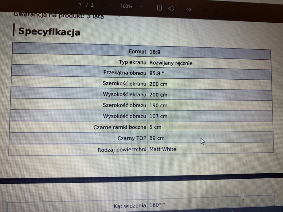Ekran projekcyjny Avtek Cinema 200