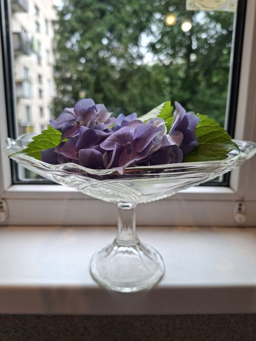 Скляна вінтажна цукерниця-фруктовниця