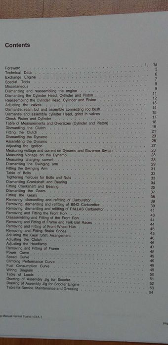 Manual de reparação e manutenção Heinkel Tourist 103 A-1 em Inglês »»» Envio Grátis «««