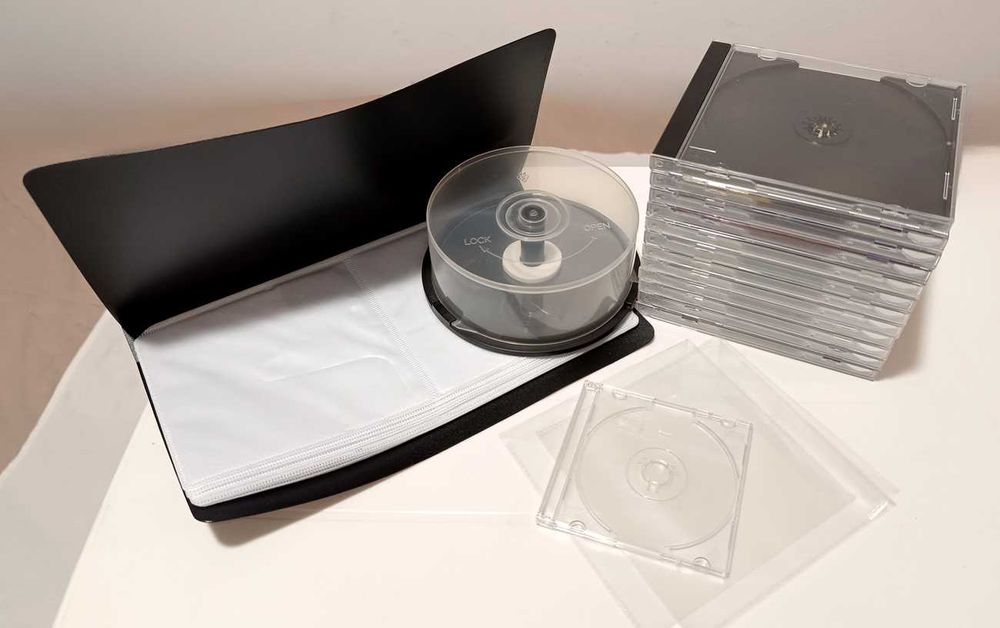Mix de Caixas/Capas/Rolo/Arquivador vazios para CDs/DVDs