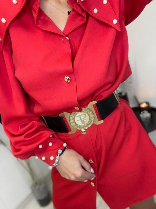 Paparazzi Fashion sukienka koszulowa z perłami r uniwersalny