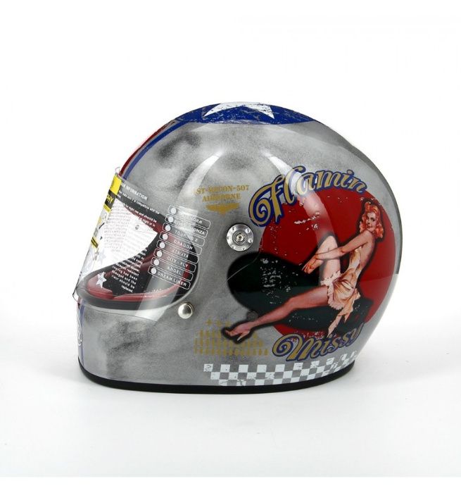 Capacete integregal - retro (novo) Trophy Pin Up Old Style Silver