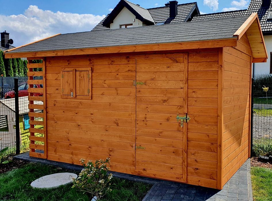 Drewniany Domek Narzędziowy z Drewutnią 2x4 Farmer Classic