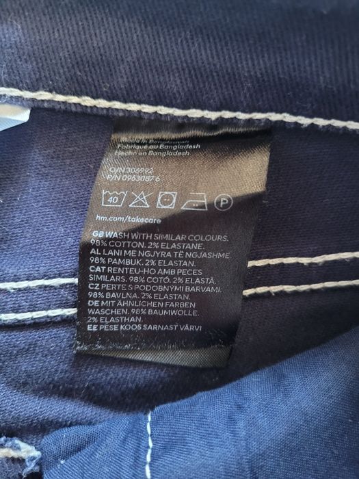 Granatowe szerokie spodnie wide leg wysoki stan jeans 34 XS