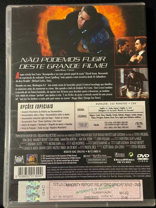 2 DVD do filme Relatório Minoritário
