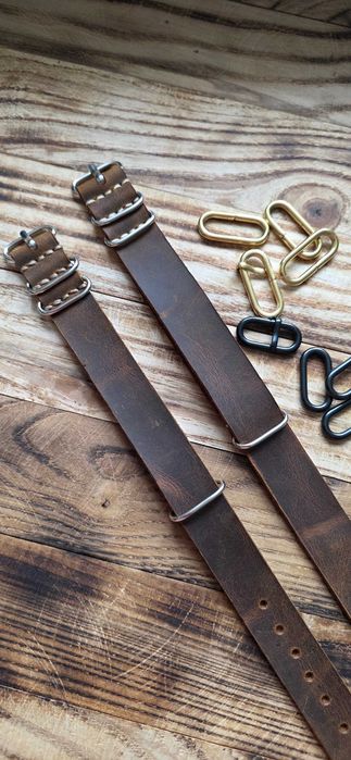 Ремінець з натуральної шкіри NATO Strap Zulu для годинника 22мм Tissot