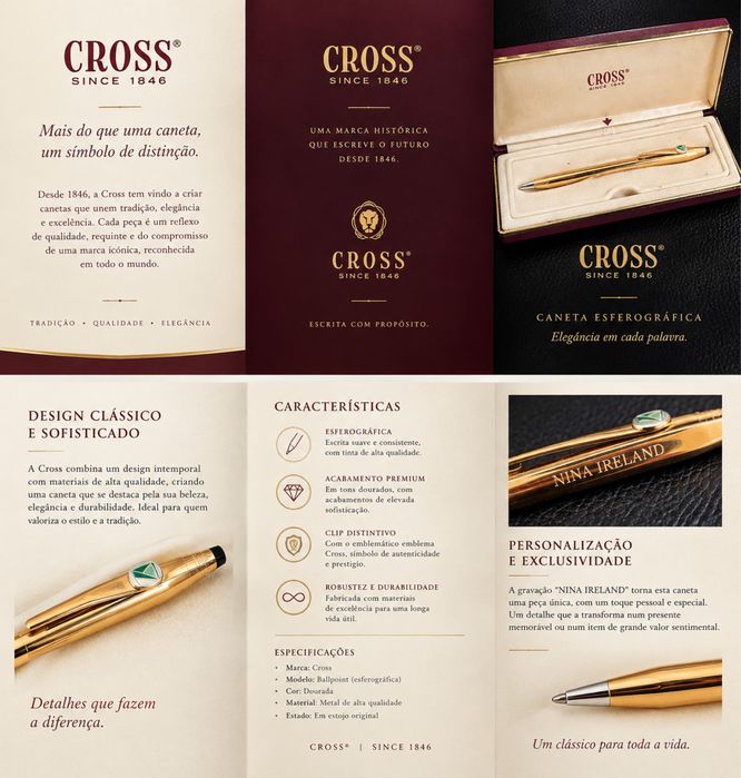 Caneta Cross 14k laminado Ireland ‘NINA IRELAND’