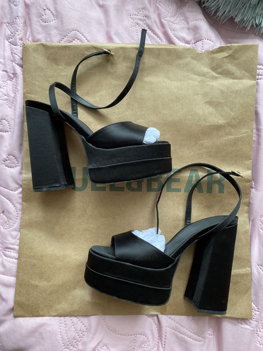 ASOS buty sandały na platformie obcasie na wzór „Versace” r. 38 czarne