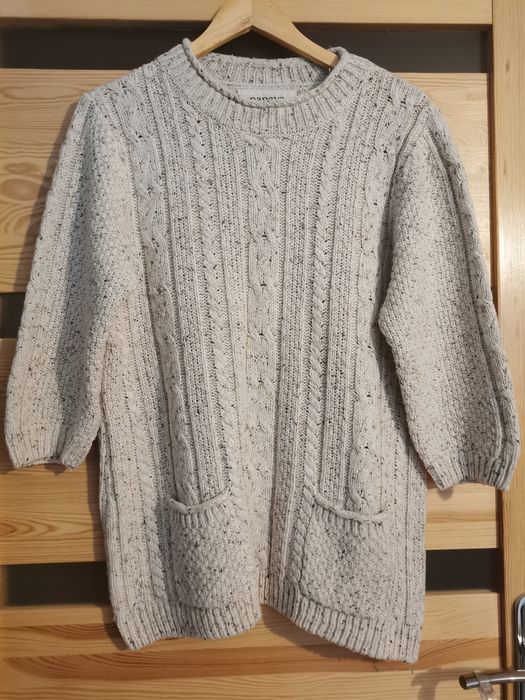 Papaya kremowy sweter z wzorkami XL