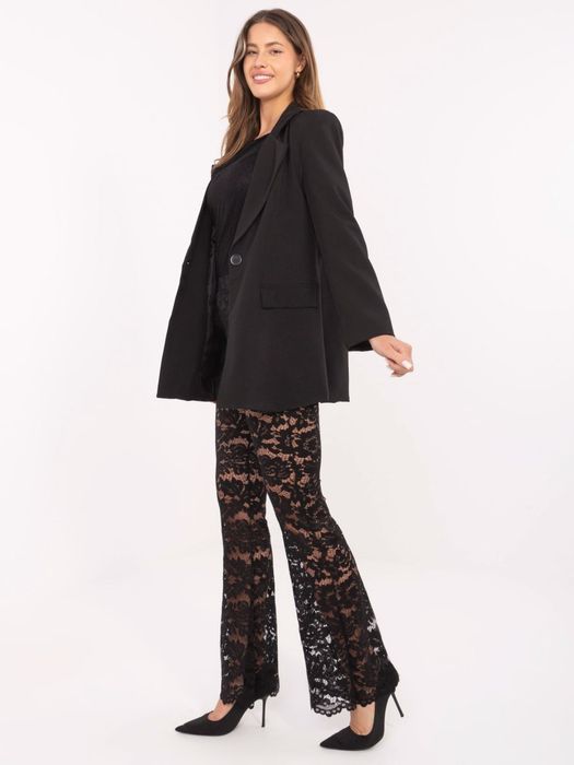 Czarne koronkowe spodnie ITALY MODA z wysokim stanem – eleganckie