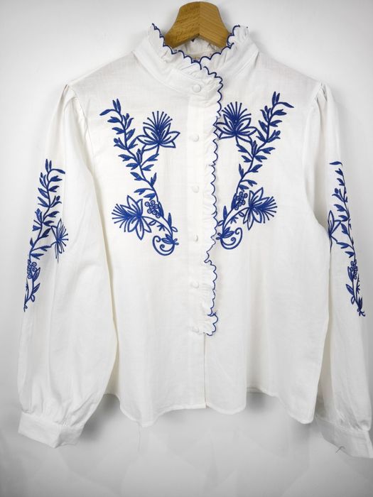 Bluza nowa biała z haftem folk stujka bawełna cotton M 38