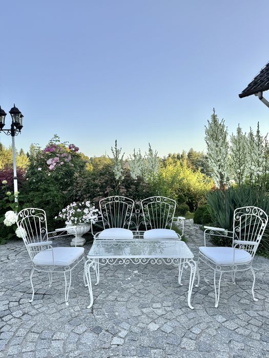 Komplet ogrodowy kuty   na taras lawka krzesła stolik