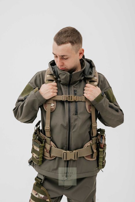 Тактичний ремінь РПС(Мультикам) в зборі з підсумками.