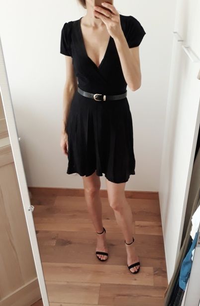 NOWA metka Boohoo sukienka kimono kopertowa czarna wiskoza 36 38