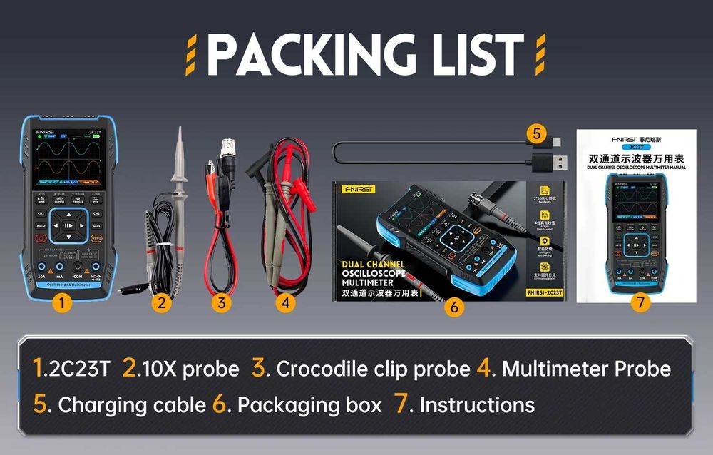 Цифровой осциллограф FNIRSI 2C23T -мультиметр и генератор сигналов