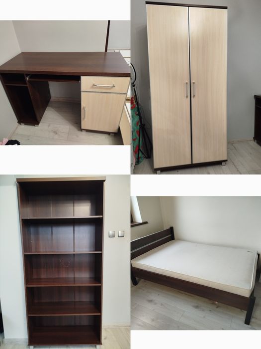 Komplet mebli Bodzio: szafa, łóżko, biurko, regał - bardzo dobry stan