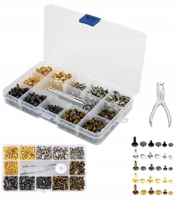 ZESTAW NAPOWNICA kaletniczy 480szt do skór toreb