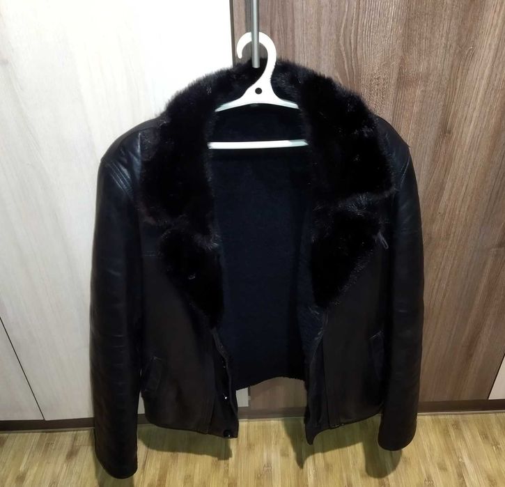 Дубленка с мехом норки ( кожа )