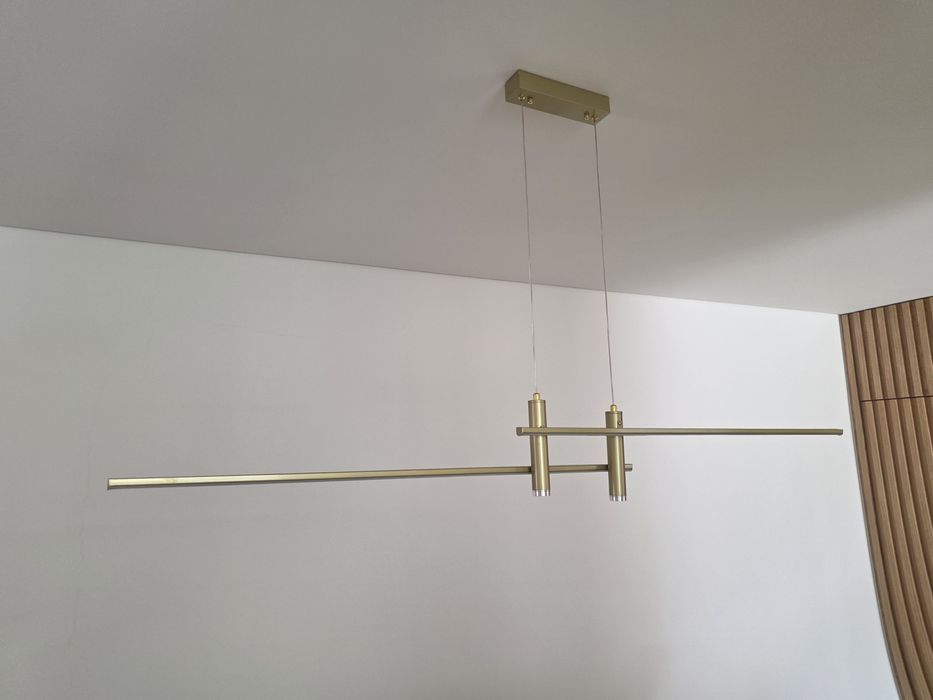Candeeiro Suspenso LED Moderno 1.50m Dourado - NOVO (Luz Fria)