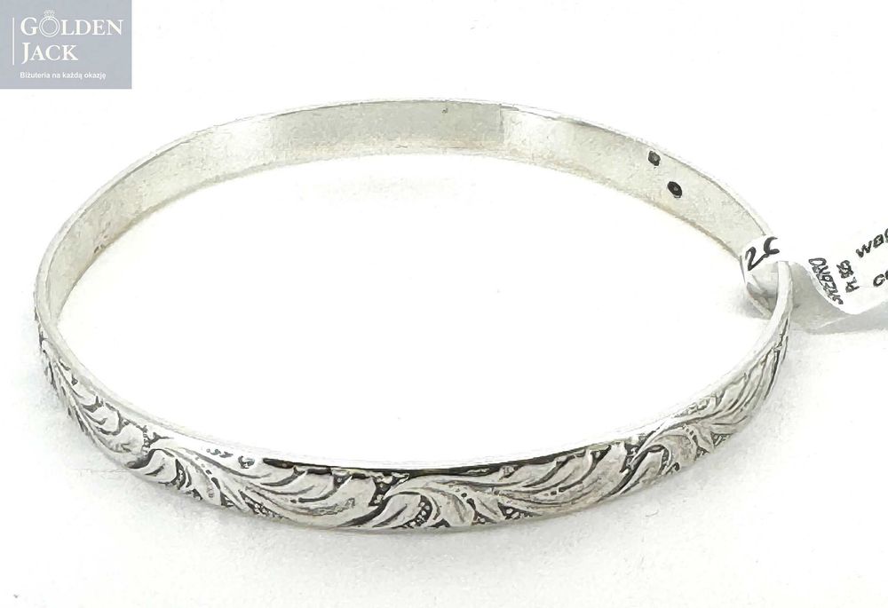 Srebrna sztywna bransoletka Liście Liść srebro pr 925 15,65g śr 6,8 cm