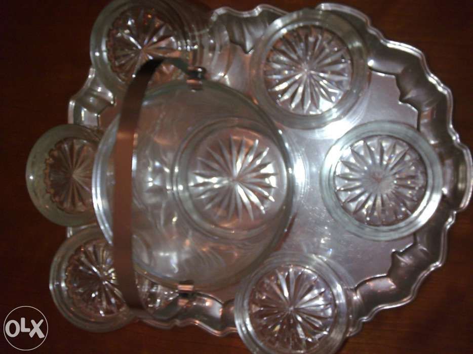 Jogo Wisky ou brandy,balde e copos lapidados(novo).