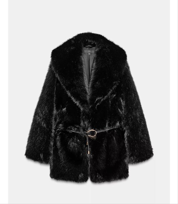 Шубка зі штучного хутра з ременем Zara