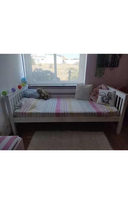 Cama de solteiro madeira, branca, 90x200