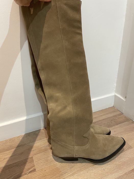 Zara botas altas  novas beges de camurca n.37