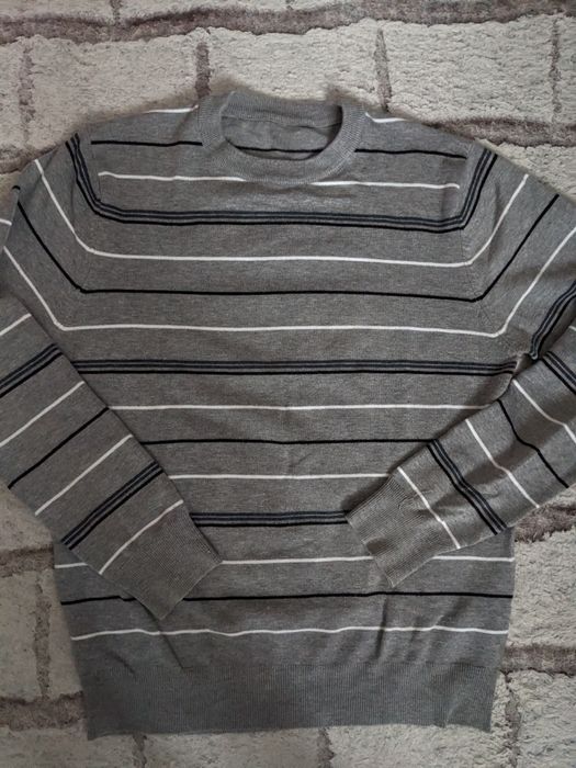 L sweter męski w paski akrylowy