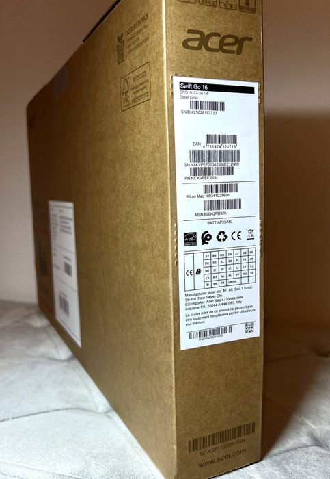 Ноутбук Acer Swift Go 16 SFG16-72-561M 16/512GB Intel Core Ultra 5 125U Steel Gray