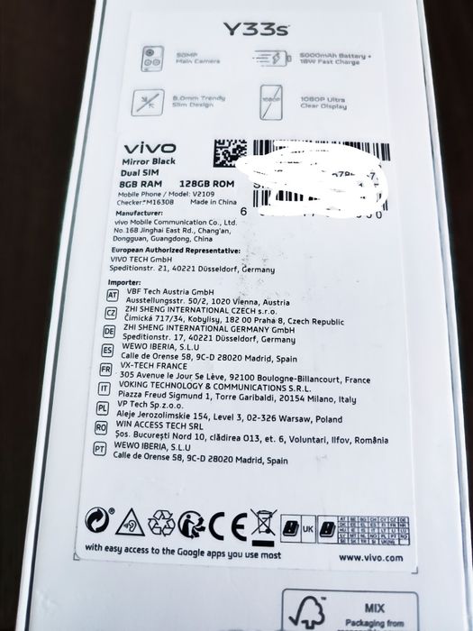 Smartfon VIVO Y33s 8GB 128GB 50MP 5000mAh