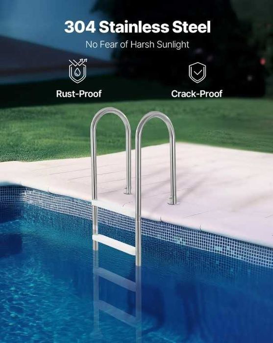 Escada de Piscina Inox, 4 Degraus