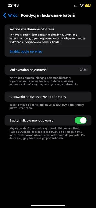 iPhone XS Max 64GB 78% kondycja baterii