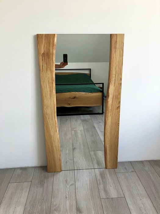 Lustro na wymiar w dębowej ramie, Wiszące lustro do łazienki, LOFT