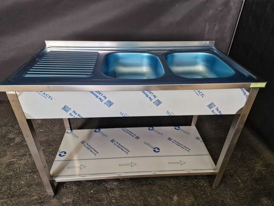 Bancada Aço Inox Nova com Lava Loiça Duplo 120x60
