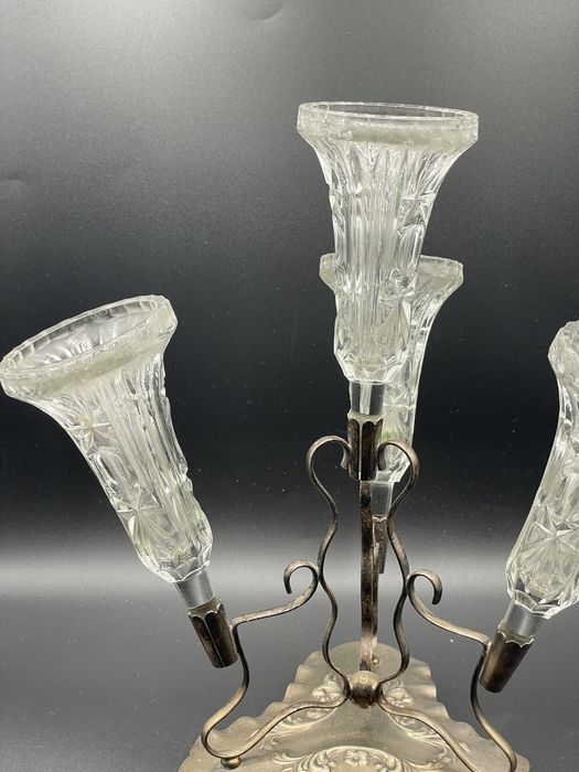 Floreira Epergne Art Nouveau casquinha inglesa