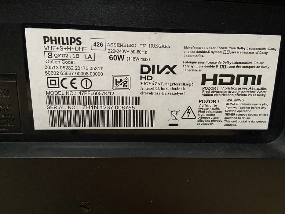 Телевізор Philips 47pfl6057K/4Ambilight/3D/100Гц