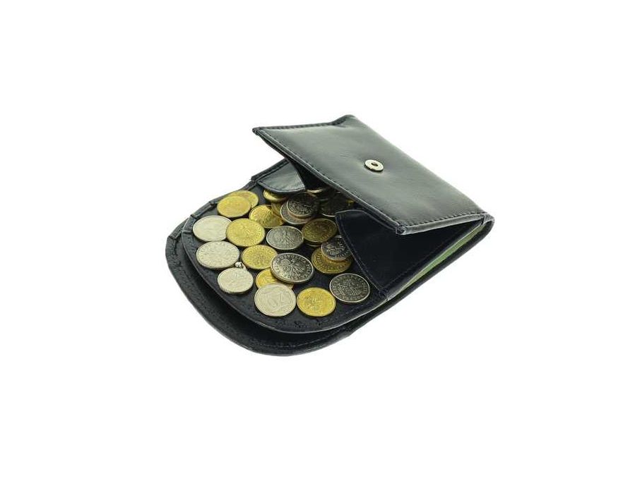 Skórzany portfel męski banknotówka, bilonówka granatowy PL producent