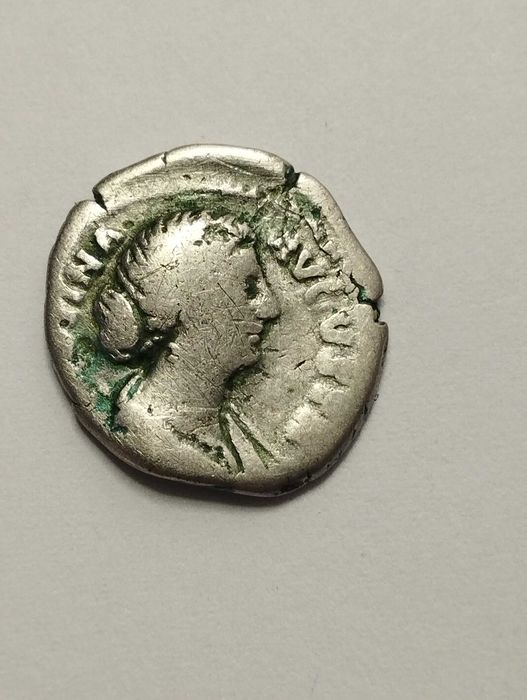 Cesarstwo Rzymskie denar Faustyna II Młodsza AD 161 - 175 , Rzym , Matri Magnae, Kybele - Srebro - Rzadka