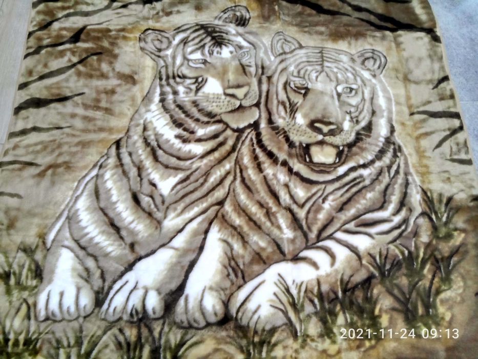 Теплый плед/ покрывало/ одеяло новое, меховое 2000 х 2250 с тиграми