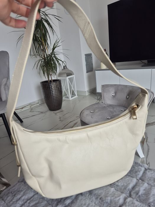 Torebka damska Lasocki kremowa że skóry naturalnej