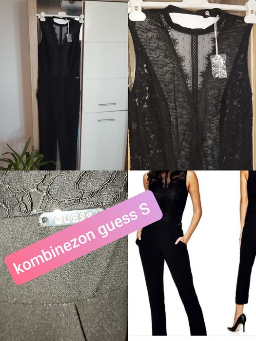 Kombinezon guess S czarny koronka lato wakacje elegancki