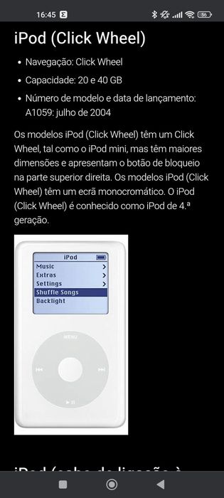 iPod classic 4a geração 20gb