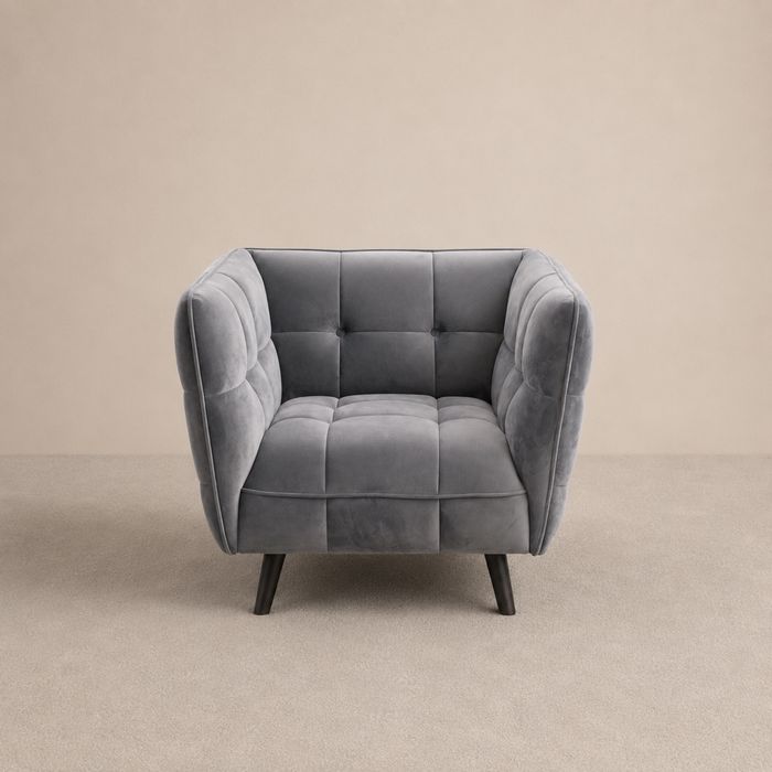 Fotel CASTELLO 1 Velvet Bluvel 14 szary